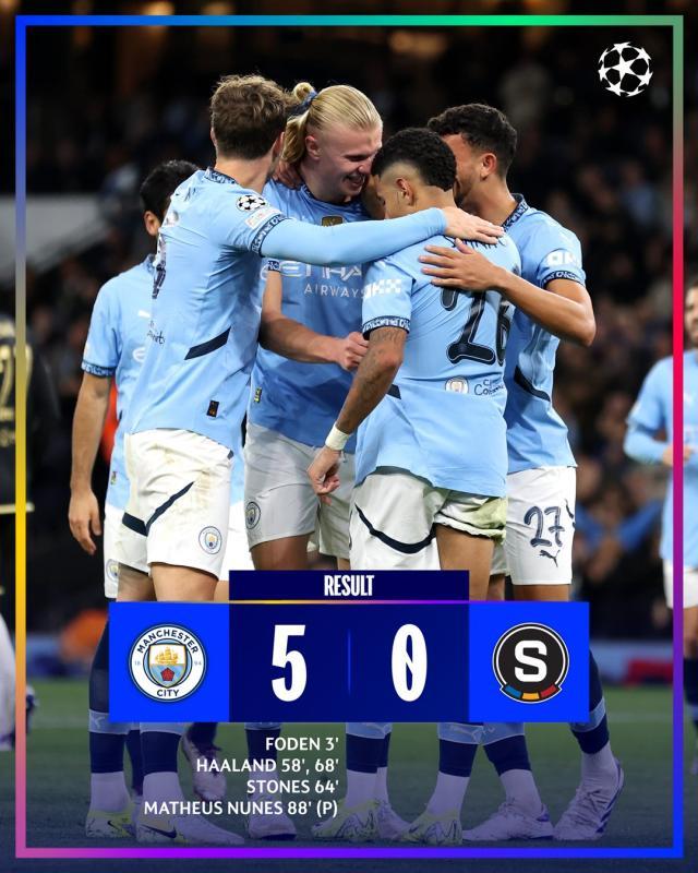 华体会hth注册-【欧冠】曼城5比0布拉格斯巴达，哈兰德梅开二度